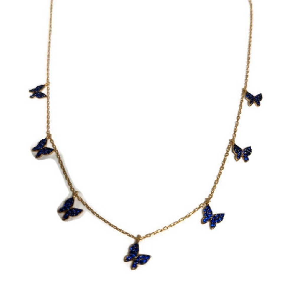 Gabi Rielle 14k Gold Plated Blue Sapphire Necklace